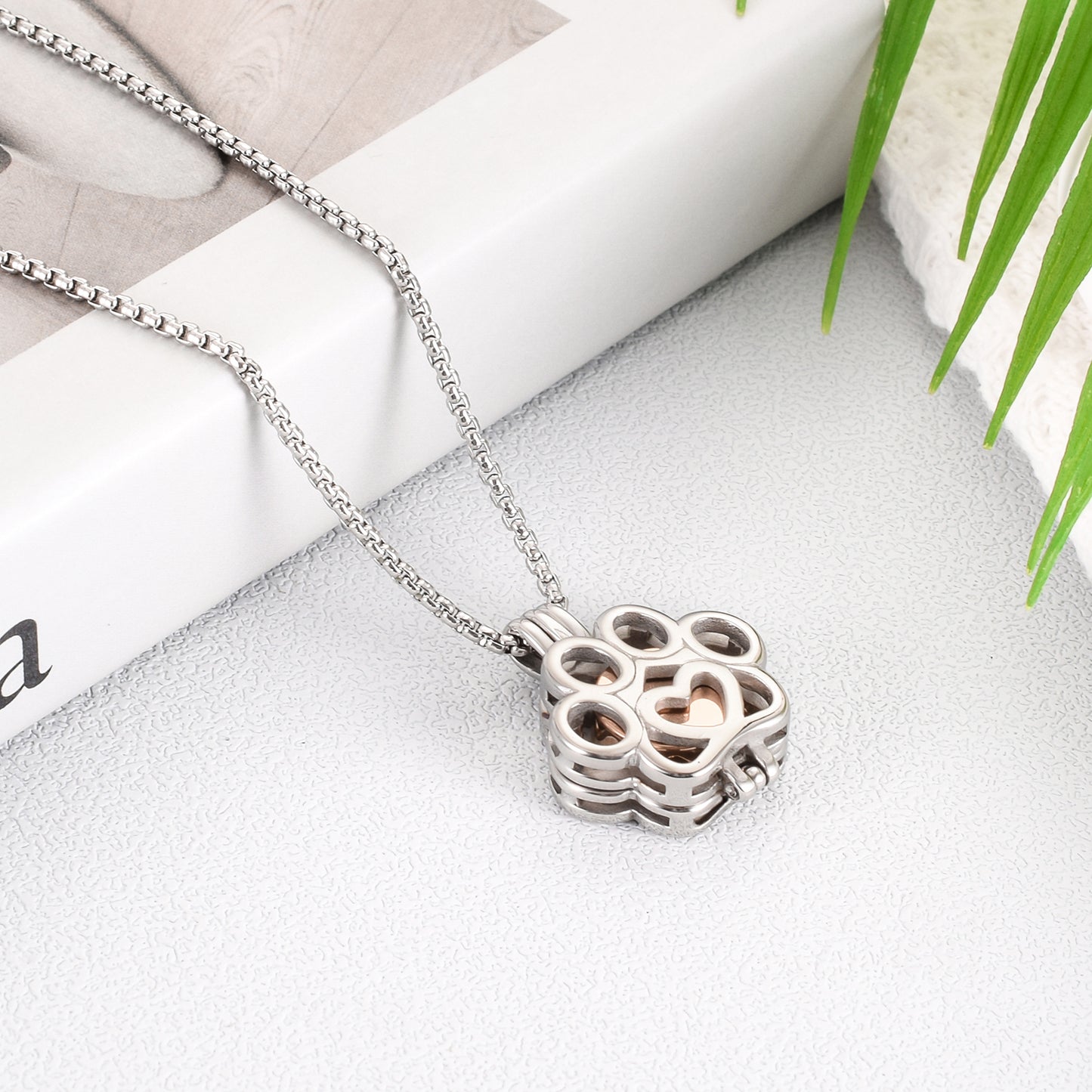 Eternity Paw Rose Gold Cremation Jewelry for Ashes