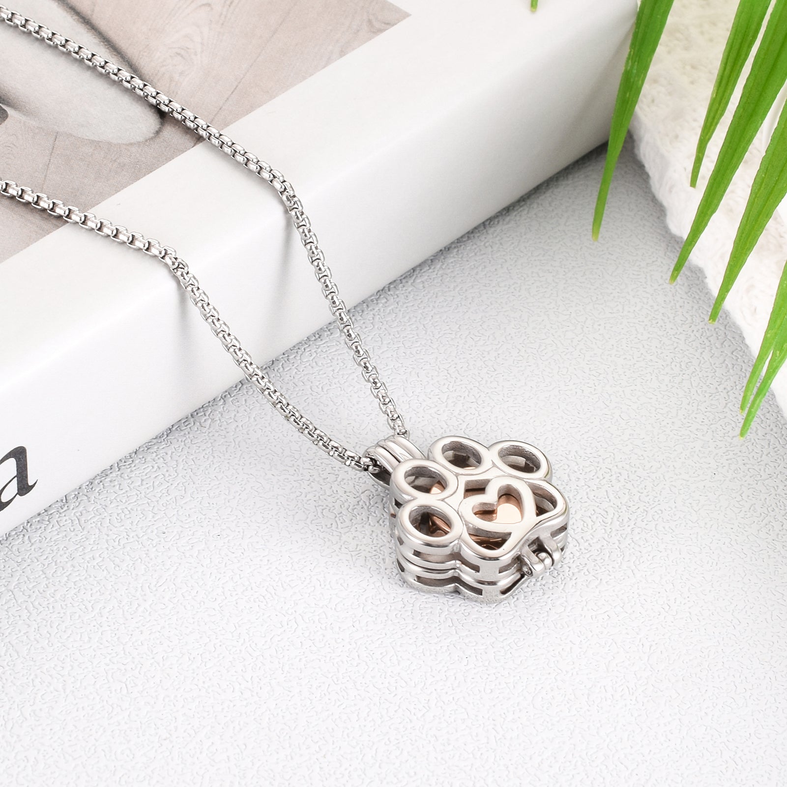 Eternity Paw Rose Gold Cremation Jewelry for Ashes