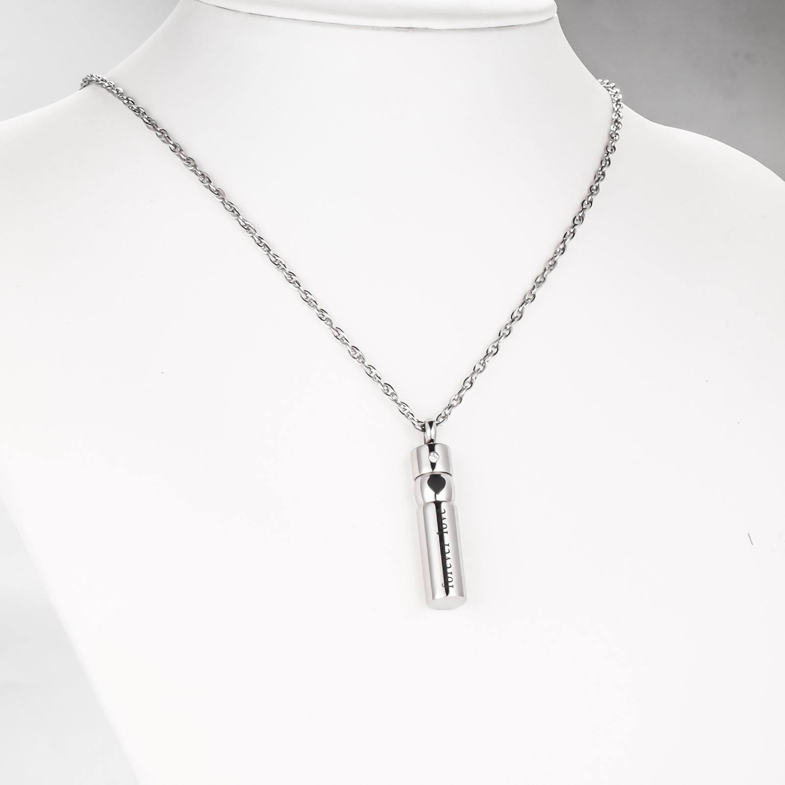 Cylinder Heart Cremation Necklace Jewelry