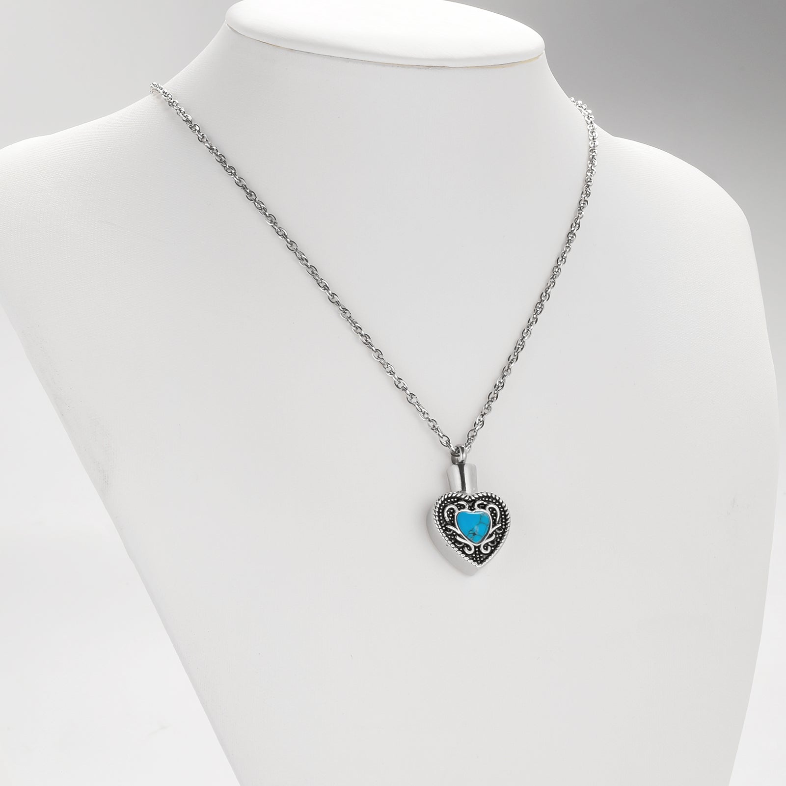 Heart and Blue Turquoise Urn Necklace