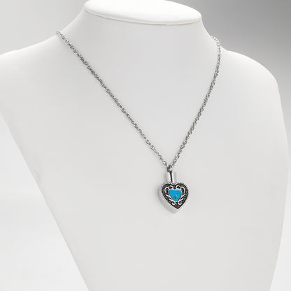 Heart and Blue Turquoise Urn Necklace