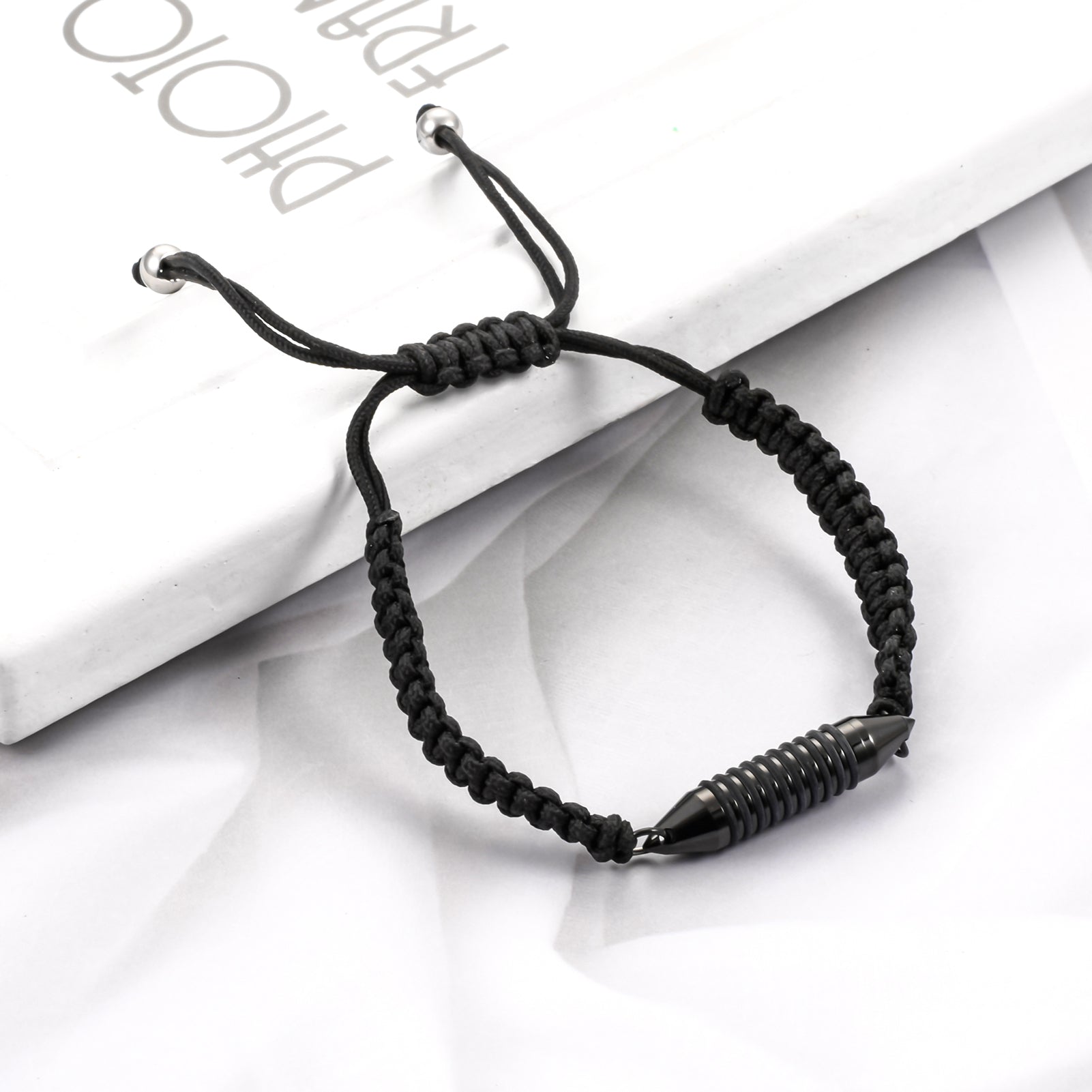 Adjusted Black Rope Cremation Bracelet