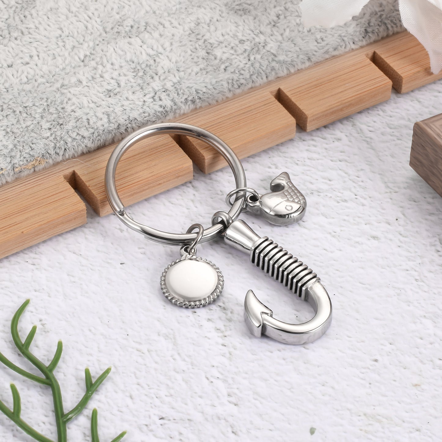 Fish Hook Cremation Key Chain