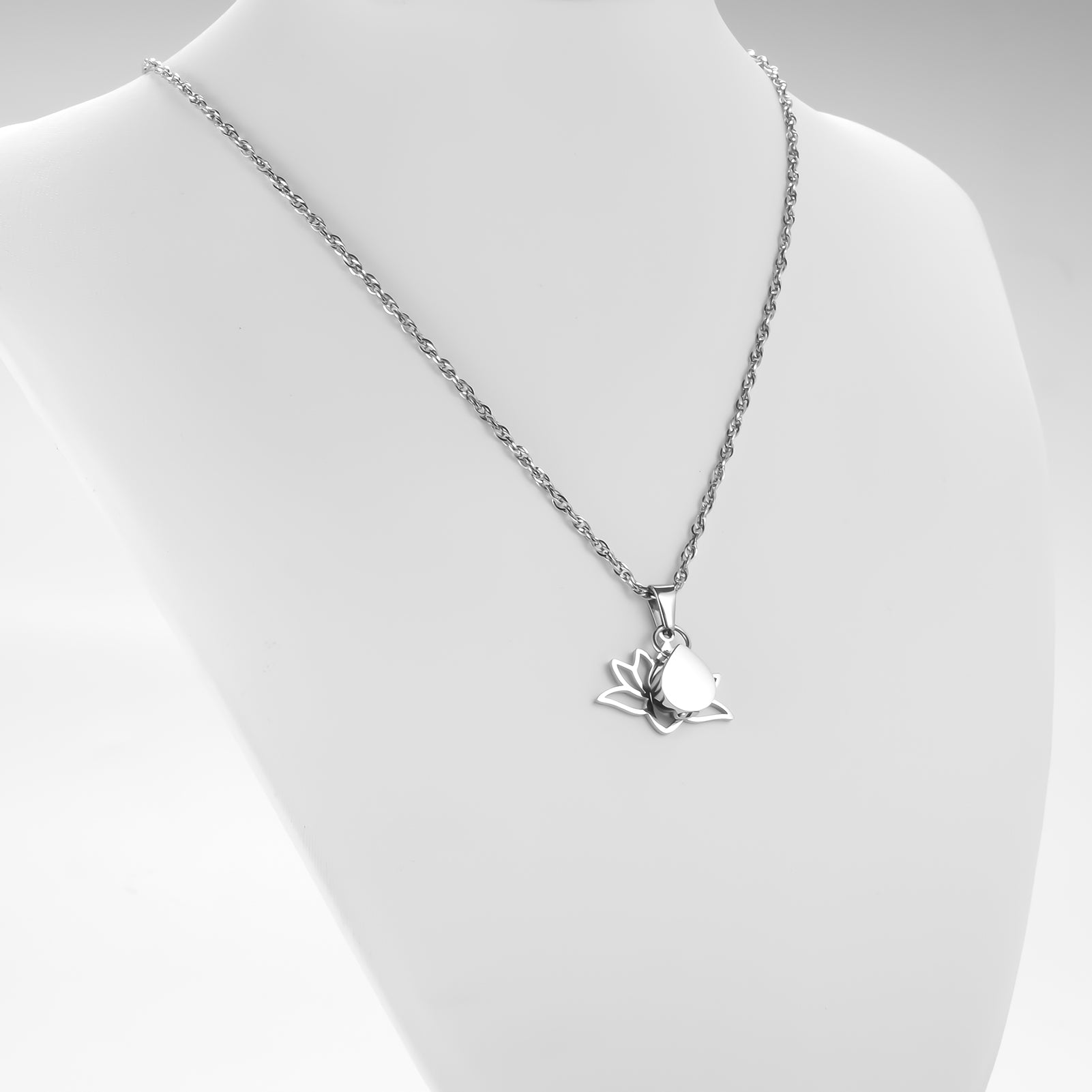 Lotus & Teardrop Cremation Necklace