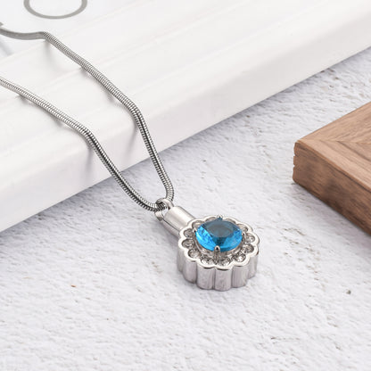 Sunflower Urn Locket Sapphire Diamond