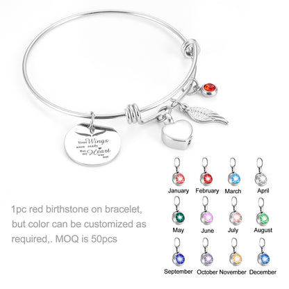 Xiuyuan Jewelry Cremation Bracelets with Heart and Angle Wings