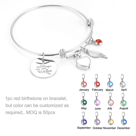 Xiuyuan Jewelry Cremation Bracelets with Heart and Angle Wings