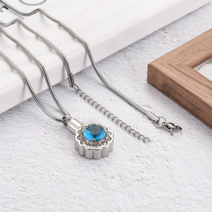 Sunflower Urn Locket Sapphire Diamond