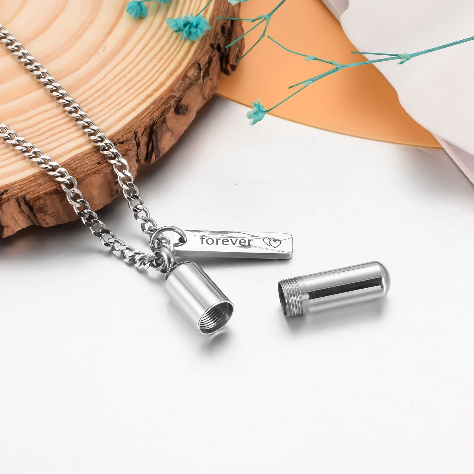 Filled Pills Cremation Pendant Necklace for Ashes