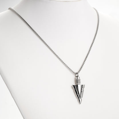 Steel and Black Arrow Cremation Pendant Necklace - 1 Set