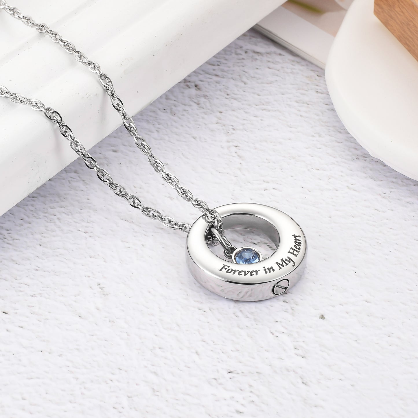 Forever in My Heart - Circle Cremation Necklace