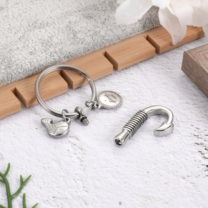 Fish Hook Cremation Key Chain