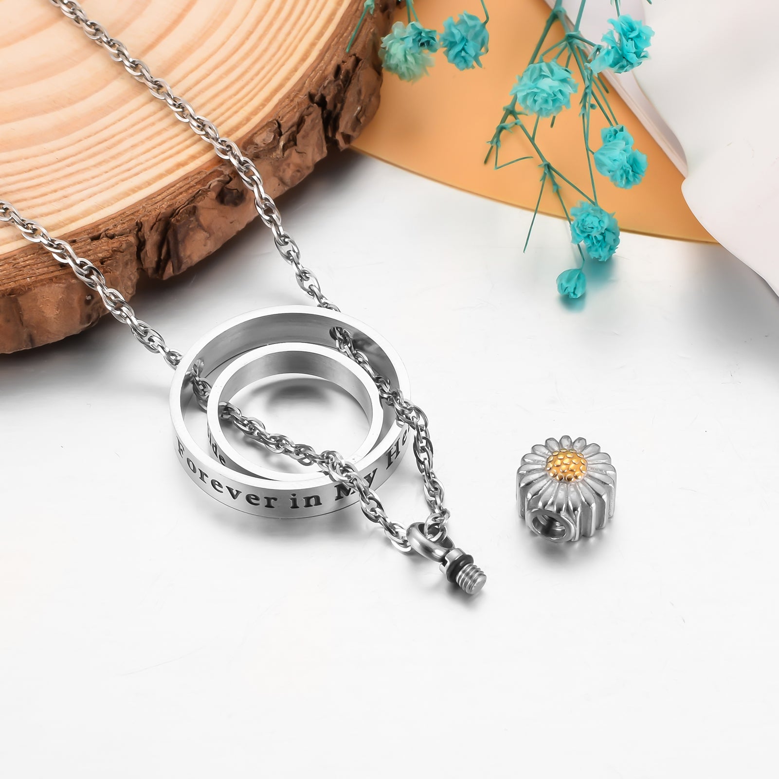 Sunflower Cremation Pendant Necklace