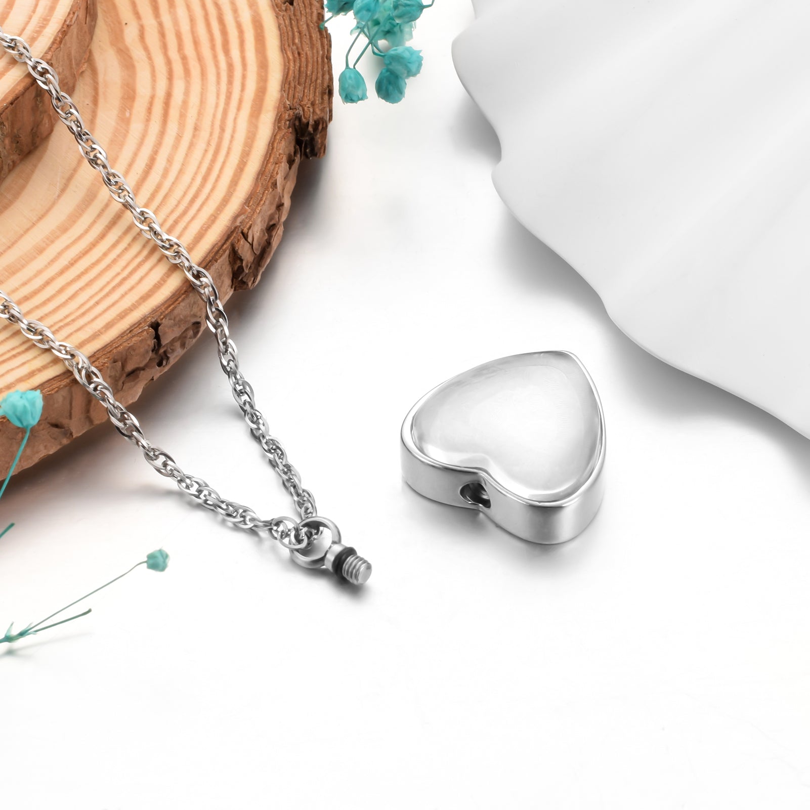 Silver Heart Cremation Jewelry Ashes Holder for Women