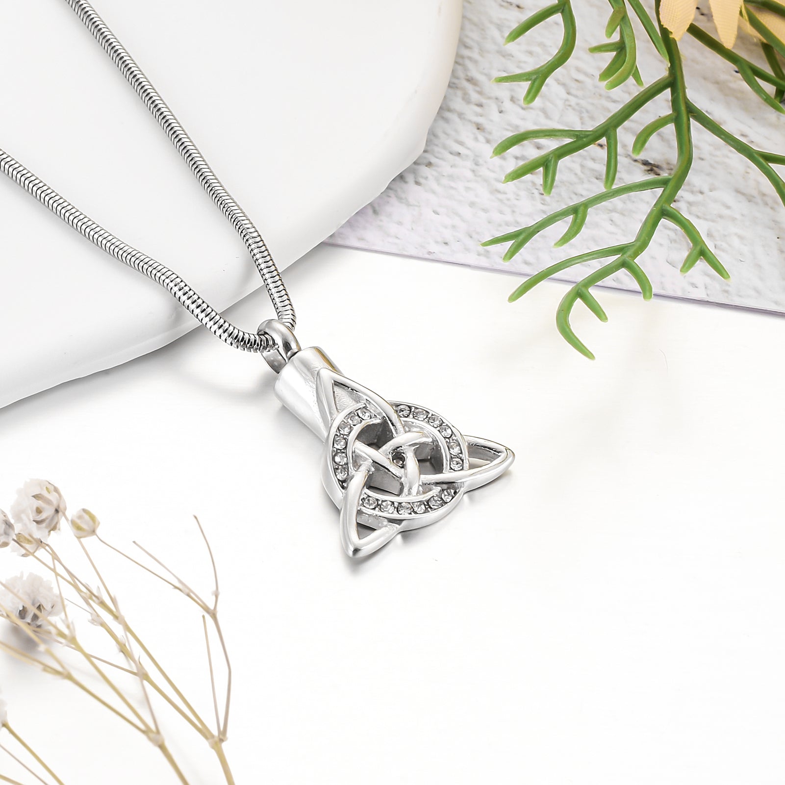Celtic Cremation Necklace with Diamond