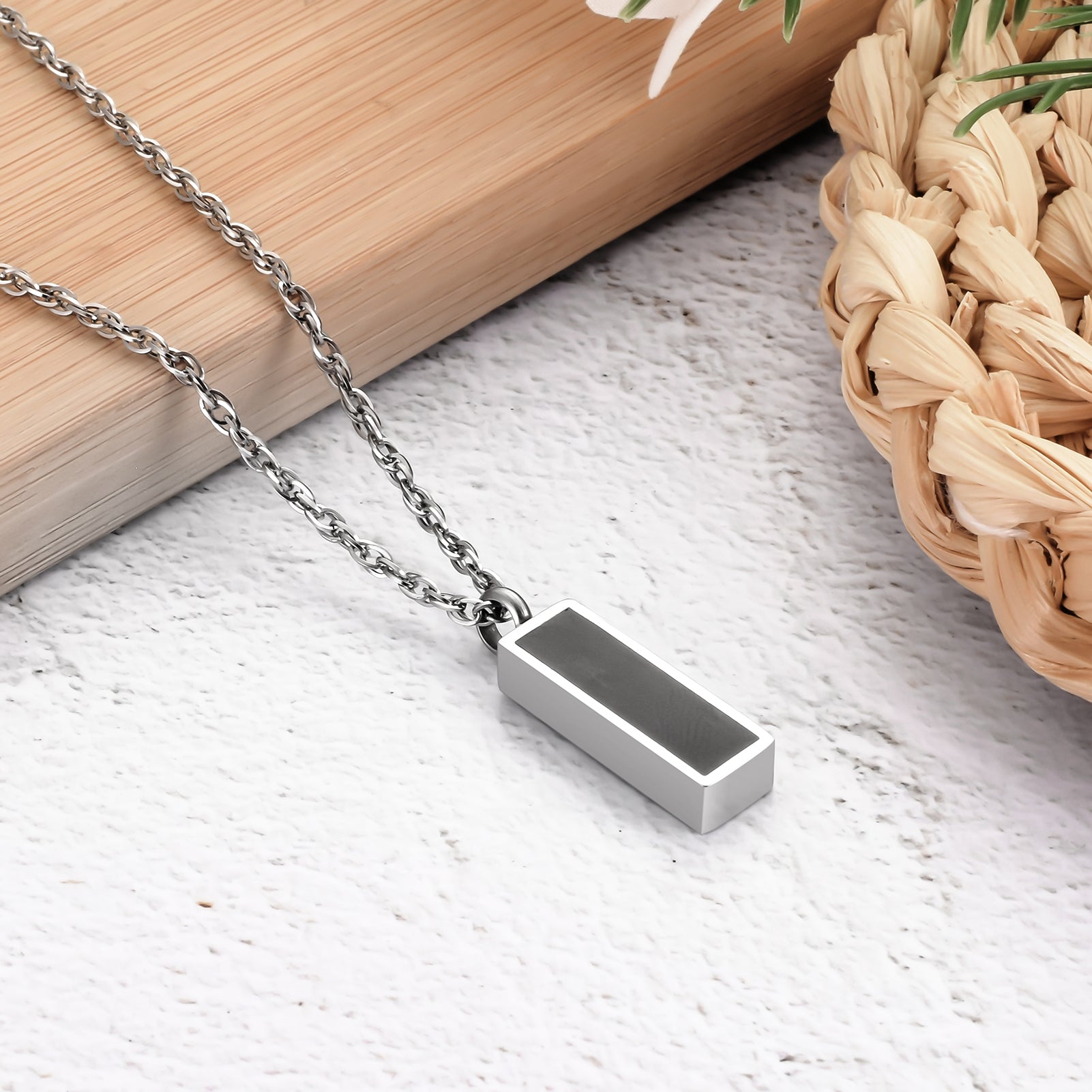 Black Bar Cremation Necklace