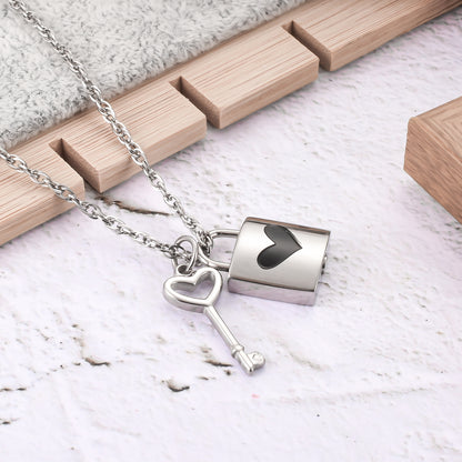 Lock & Key Urn Pendant with Heart