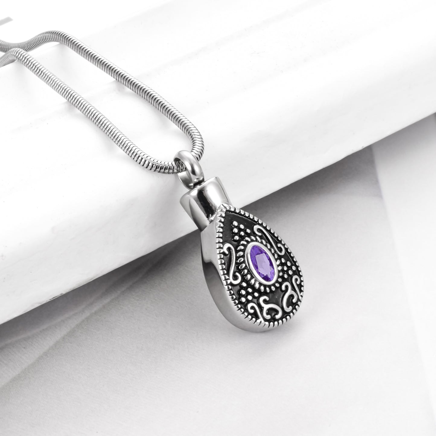 Retro Teardrop Cremation Necklace for Ashes