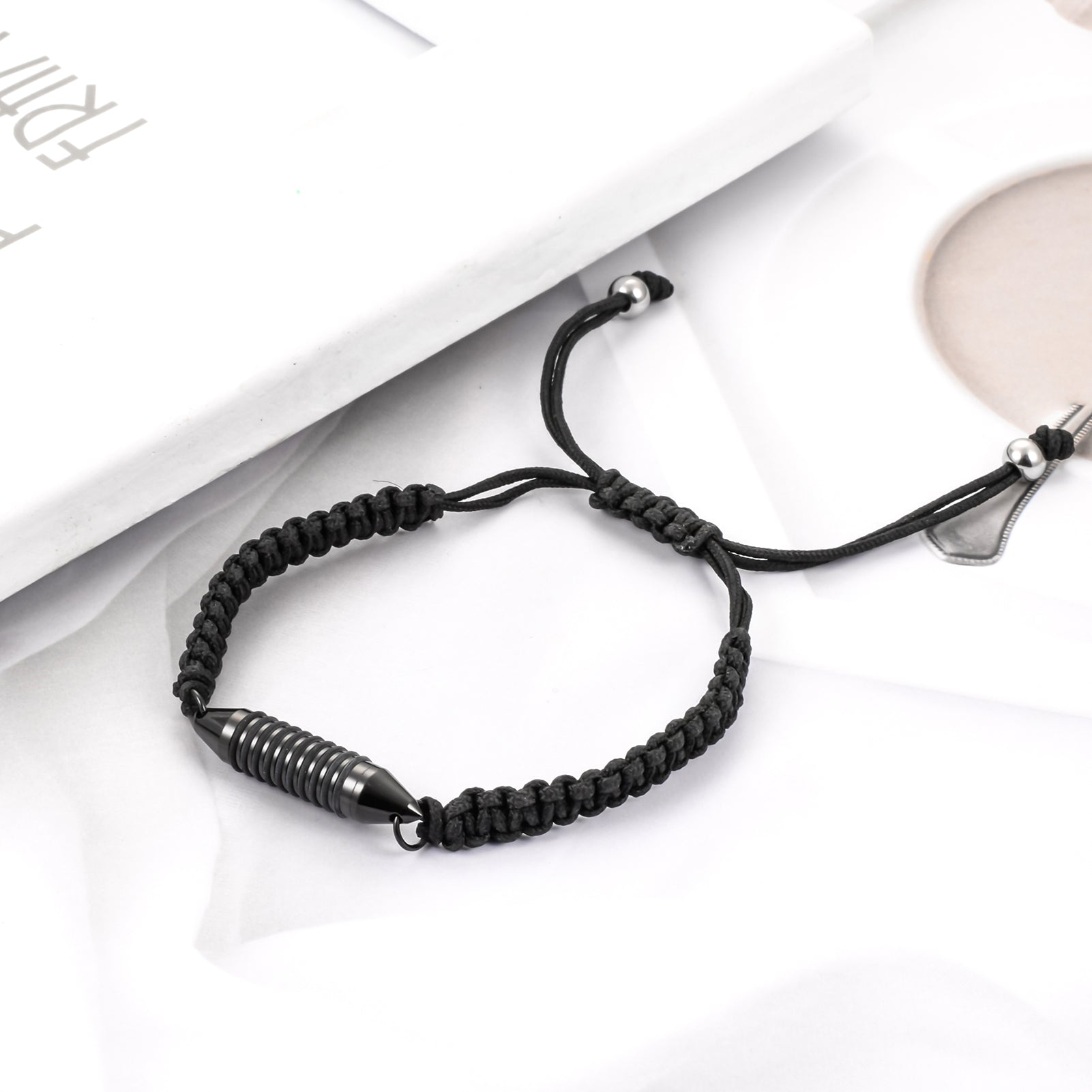 Adjusted Black Rope Cremation Bracelet
