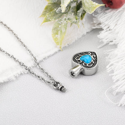 Heart and Blue Turquoise Urn Necklace