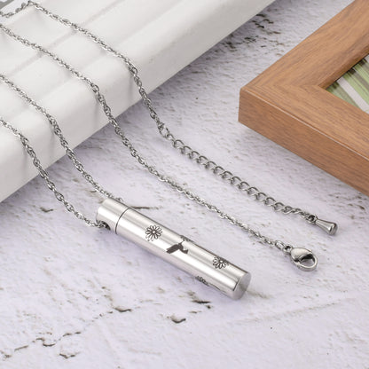 Hummingbird and Sunflower Cremation Neckalce