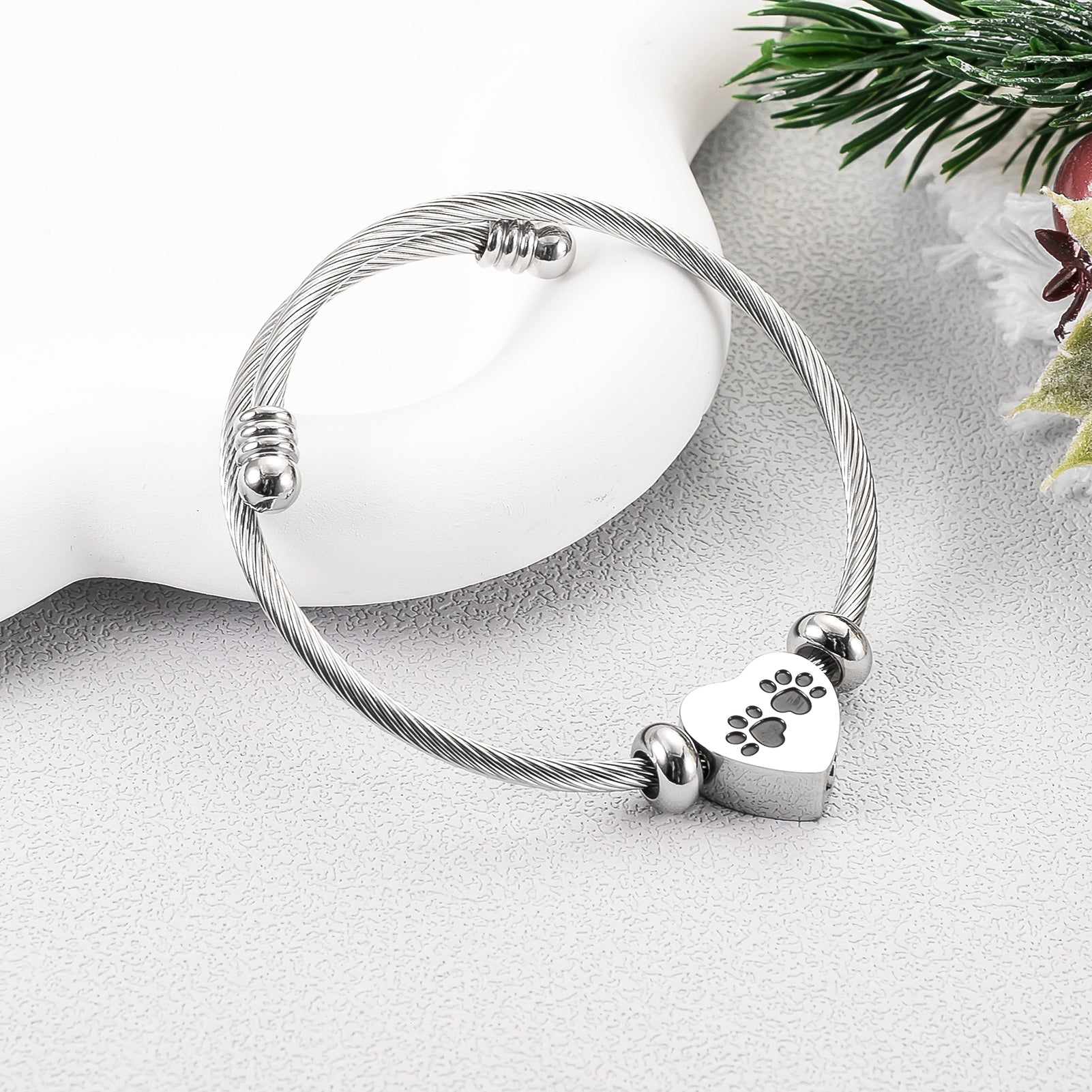 Heart and Paws Cremation Bracelet for Ashes