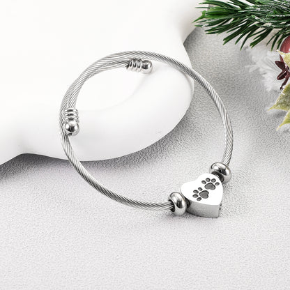 Heart and Paws Cremation Bracelet for Ashes