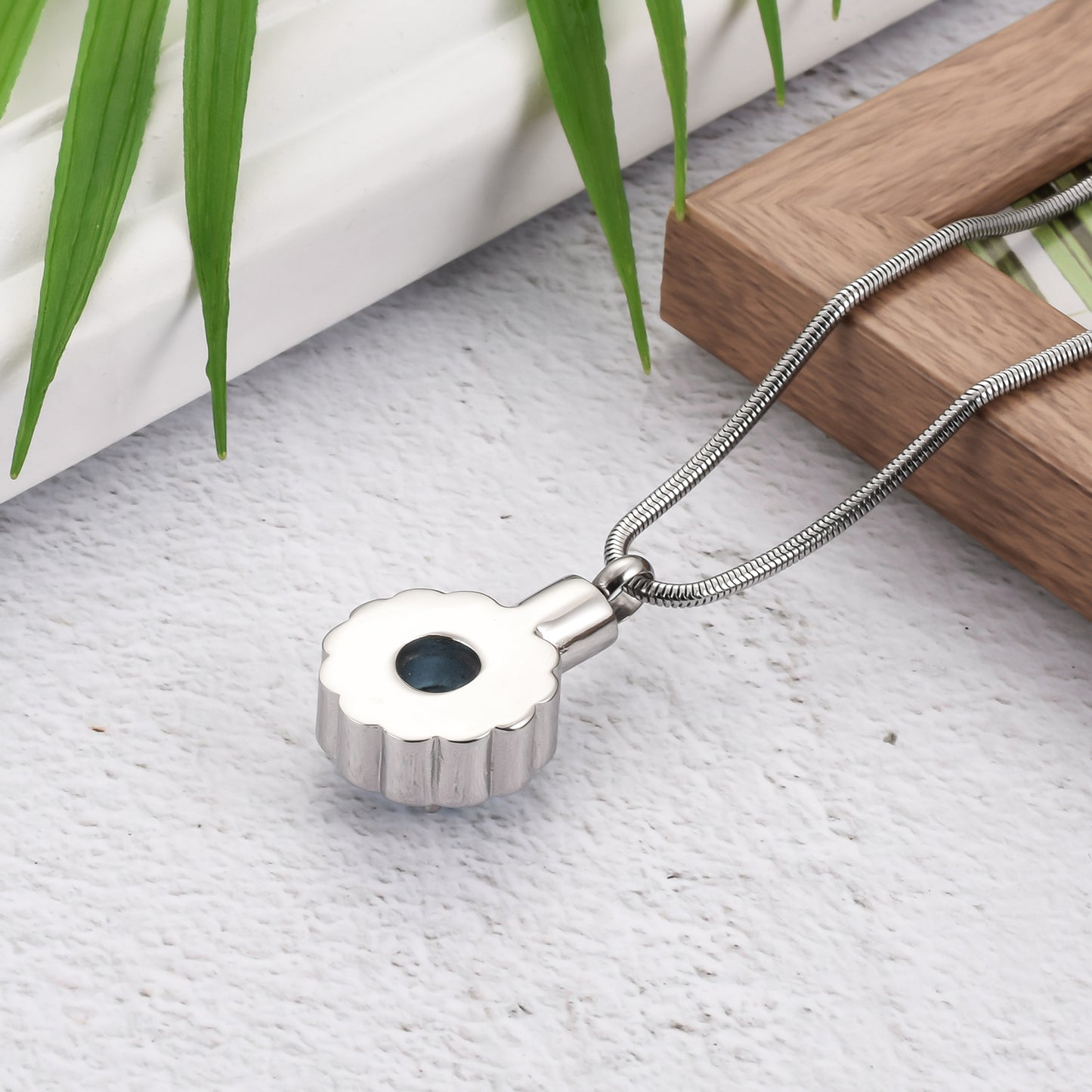 Sunflower Urn Locket Sapphire Diamond