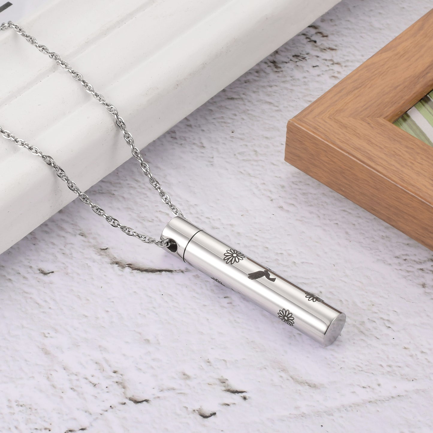 Hummingbird and Sunflower Cremation Neckalce