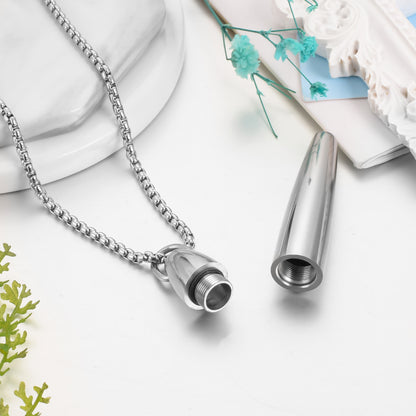 Memorial Bullet Cremation Pendant Necklace