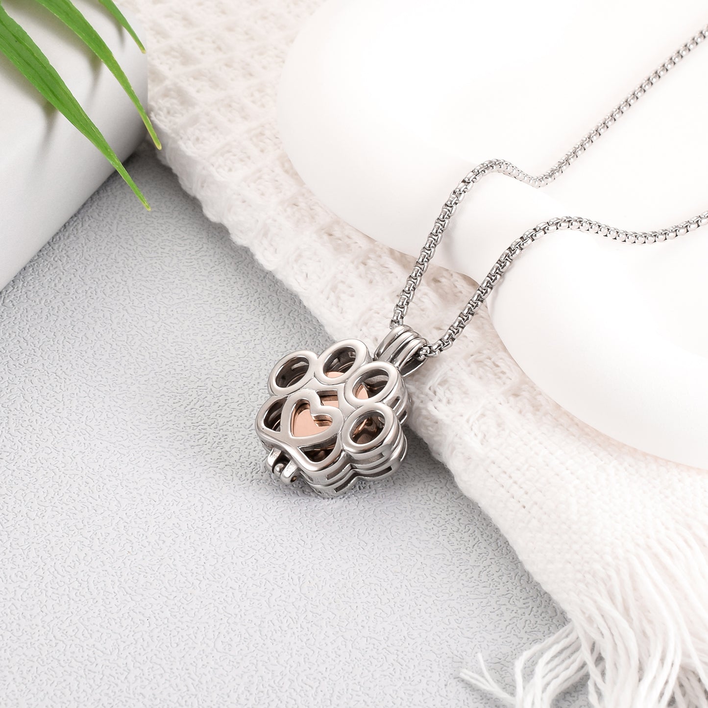 Eternity Paw Rose Gold Cremation Jewelry for Ashes