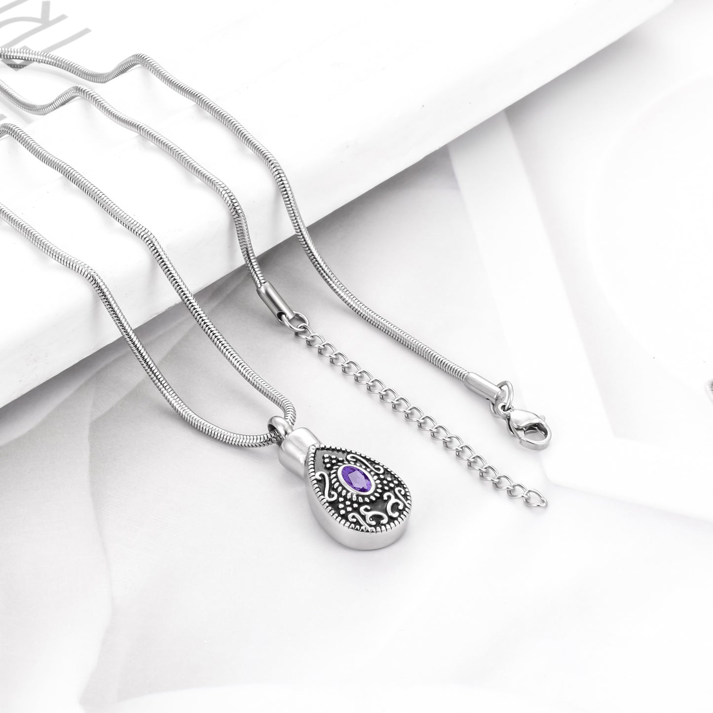 Retro Teardrop Cremation Necklace for Ashes