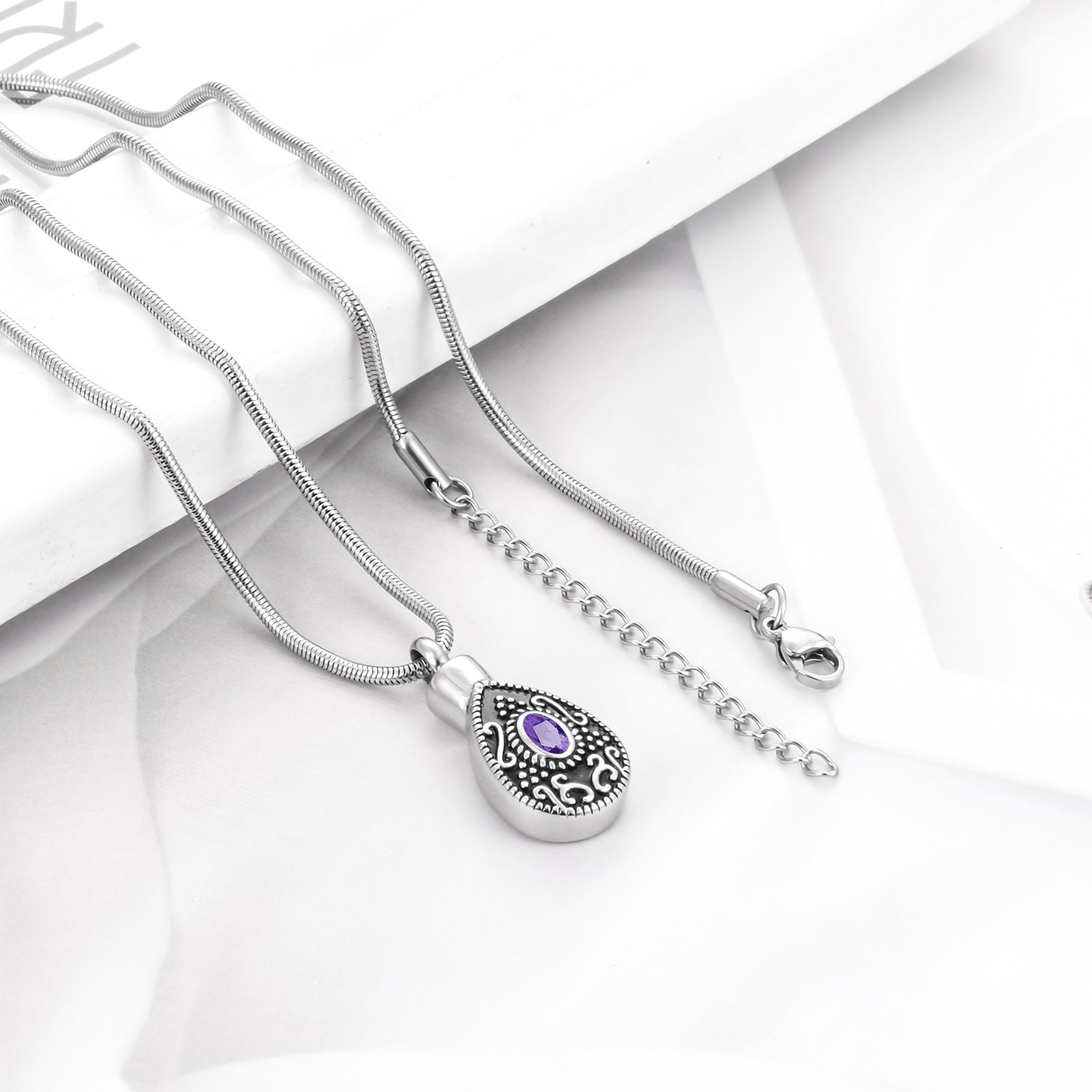 Retro Teardrop Cremation Necklace for Ashes