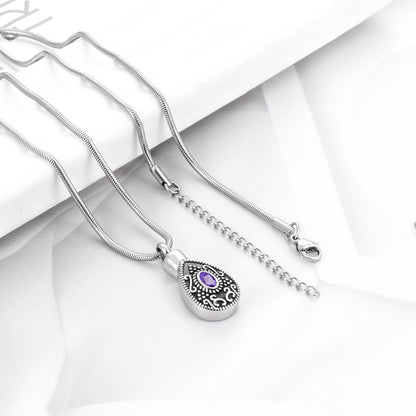 Retro Teardrop Cremation Necklace for Ashes