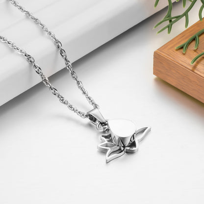 Lotus & Teardrop Cremation Necklace