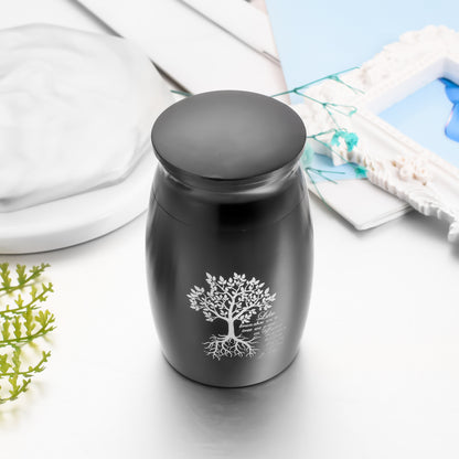 Black Cremation Urns with Tree of Life