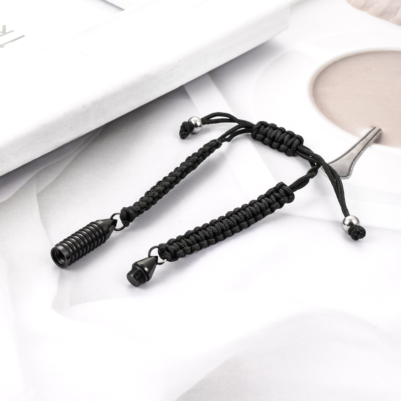 Adjusted Black Rope Cremation Bracelet