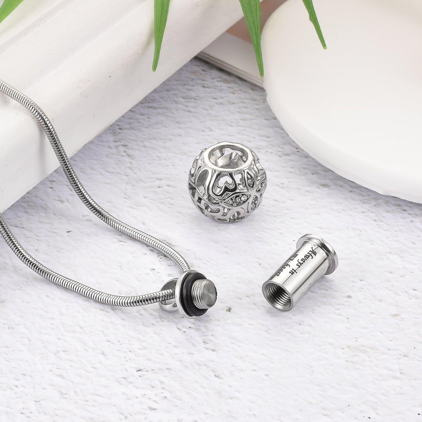 Lantern & Butterfly - Cylindrical Cremation Necklace