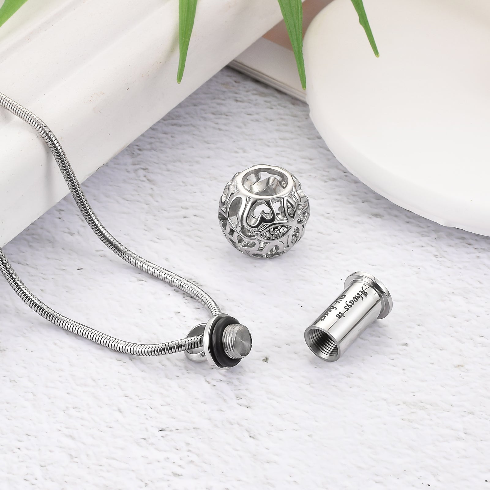 Lantern & Butterfly - Cylindrical Cremation Necklace