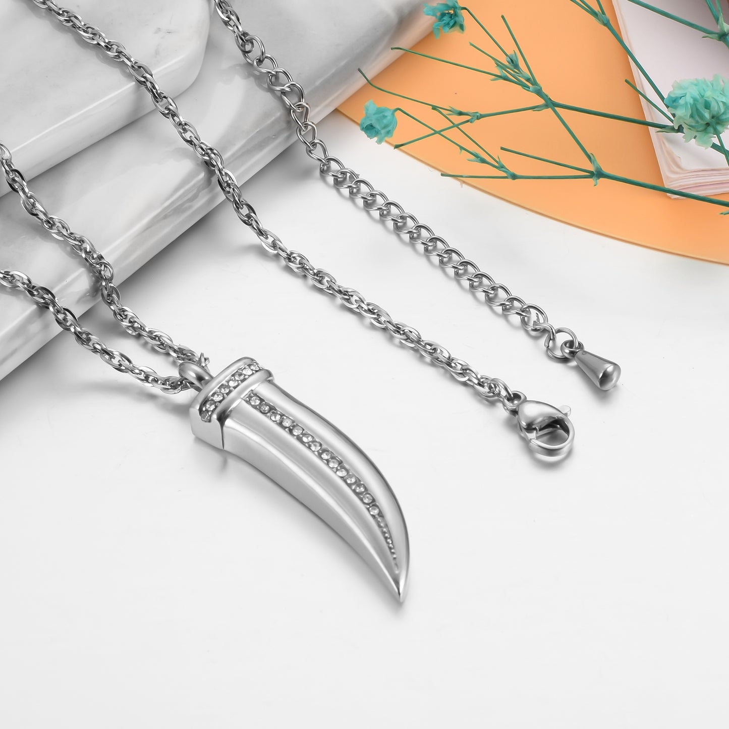 Dagger Cremation Jewelry with Zircon for Ashes