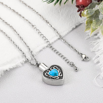 Heart and Blue Turquoise Urn Necklace