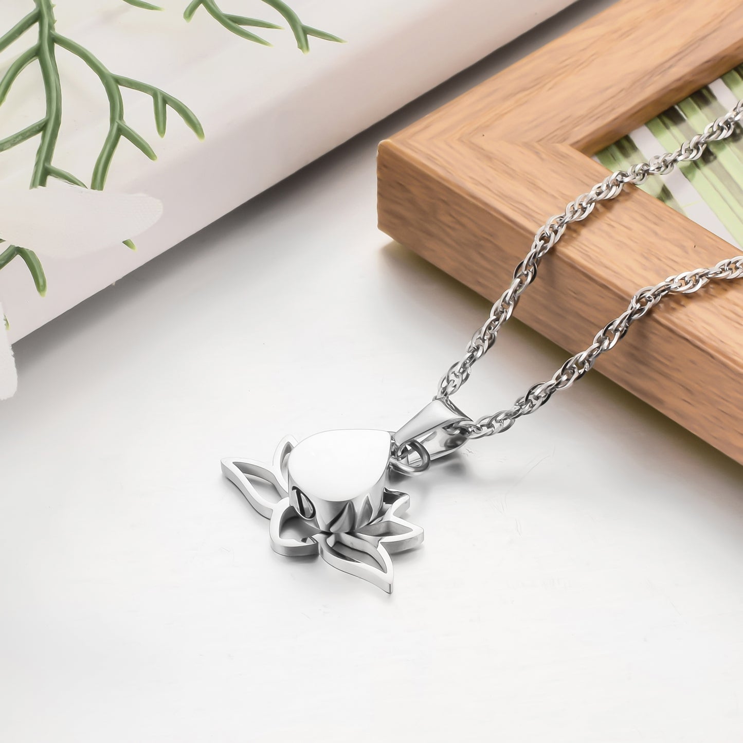 Lotus & Teardrop Cremation Necklace