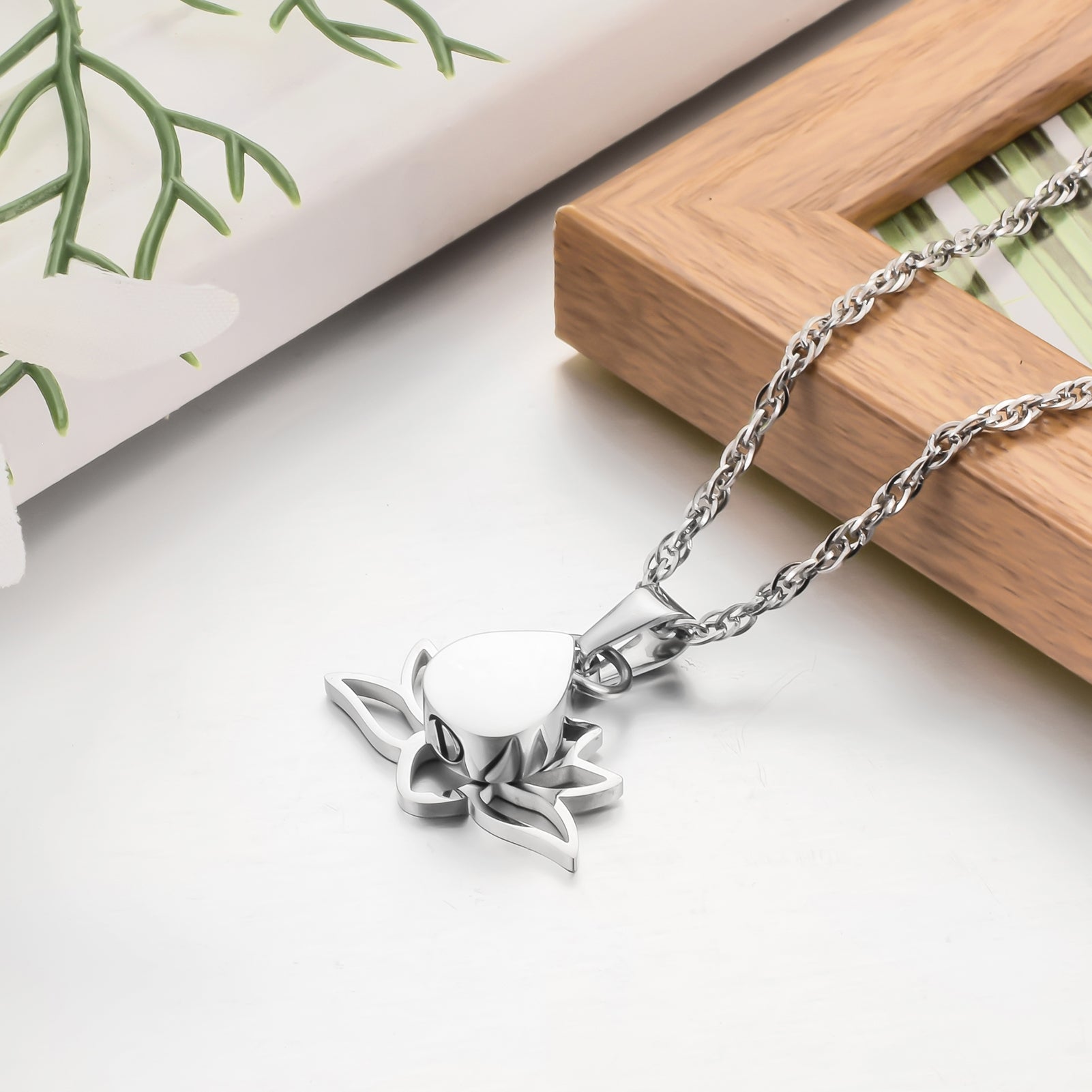 Lotus & Teardrop Cremation Necklace