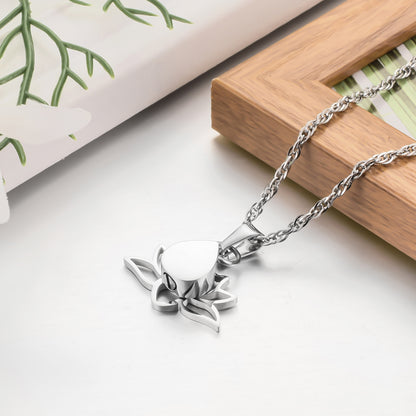 Lotus & Teardrop Cremation Necklace