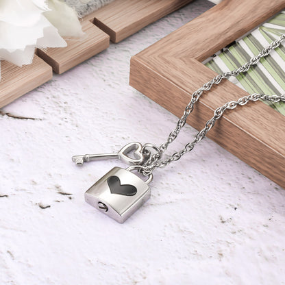 Lock & Key Urn Pendant with Heart