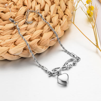 Infinity symbol and Heart Cremation Bracelet