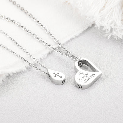 Double Necklace - Heart and Drop of Water Urn Necklace