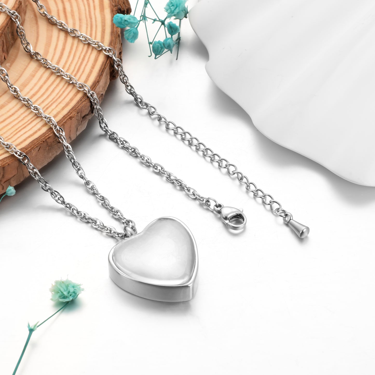 Silver Heart Cremation Jewelry Ashes Holder for Women