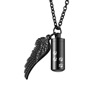 Cremation Necklaces with Angle Wing and Paws
