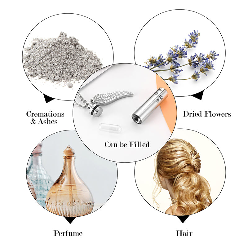 Cremation Necklaces with Angle Wing and Paws